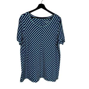 Soft Surroundings Indra Blue Stripe Short Sleeve Top XL